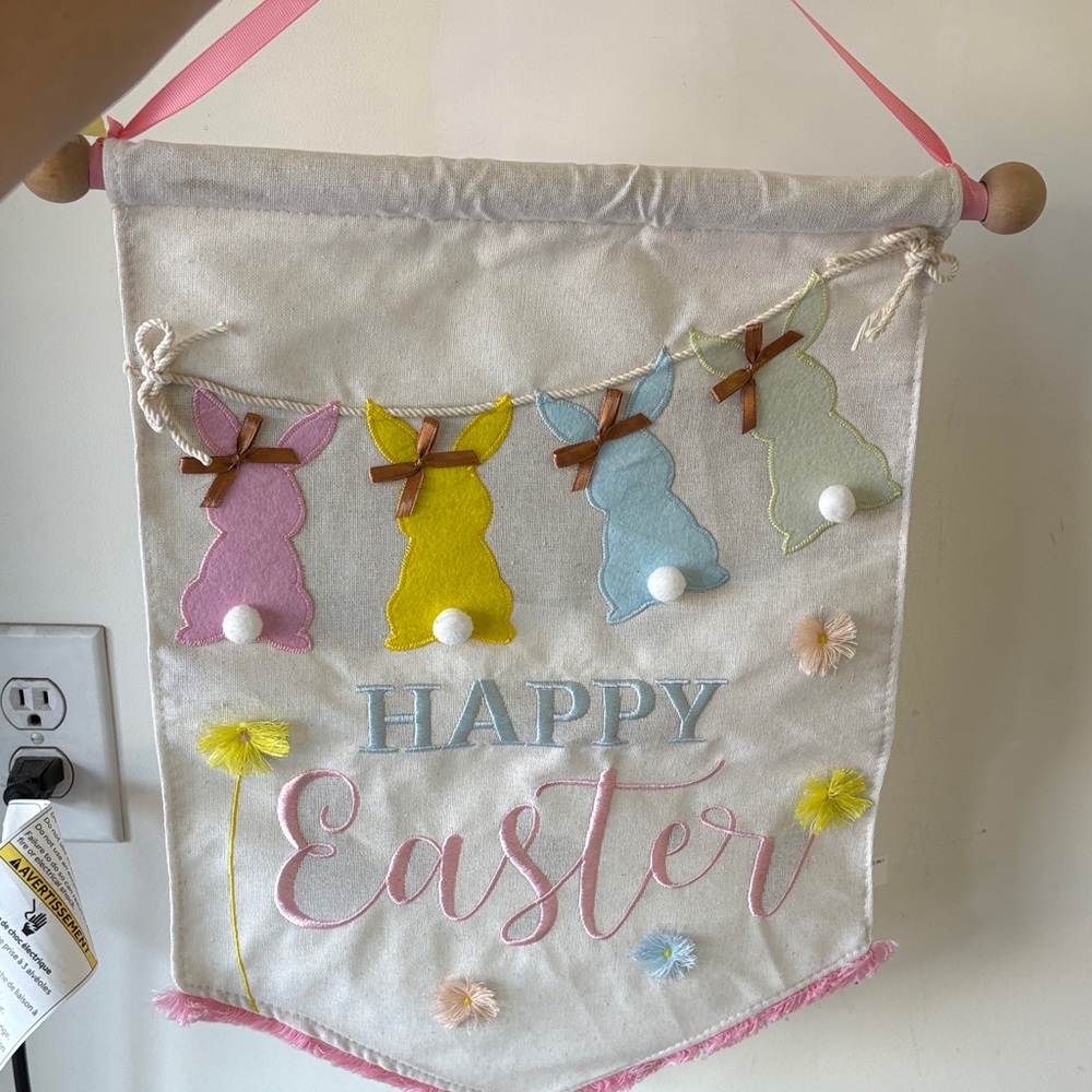 Easter Bunny Wall Hanging Decor - Pink, Yellow, Blue